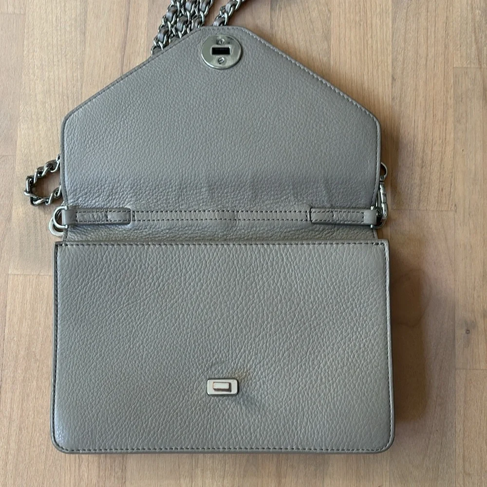 Tory Burch Kira Leather Envelope Convertible Clutch Crossbody Chain Champagne